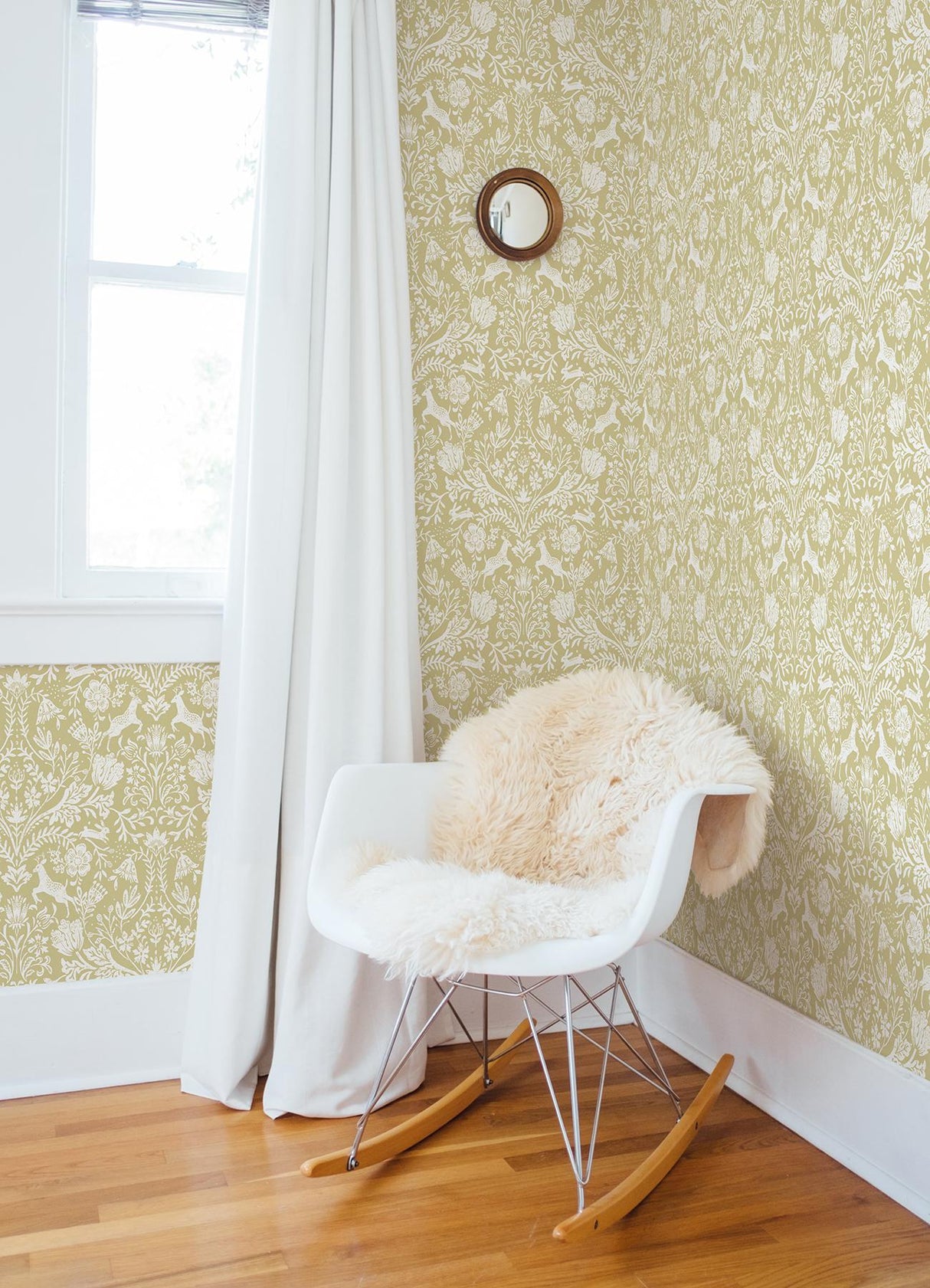 York Forest Dance Honey Damask Wallpaper