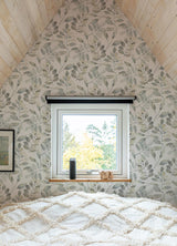 York Pinnate Grey Leaves Wallpaper