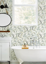 York Pinnate Grey Leaves Wallpaper