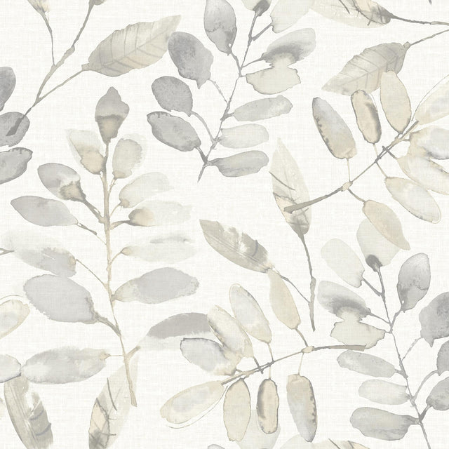 York Pinnate Taupe Leaves Wallpaper