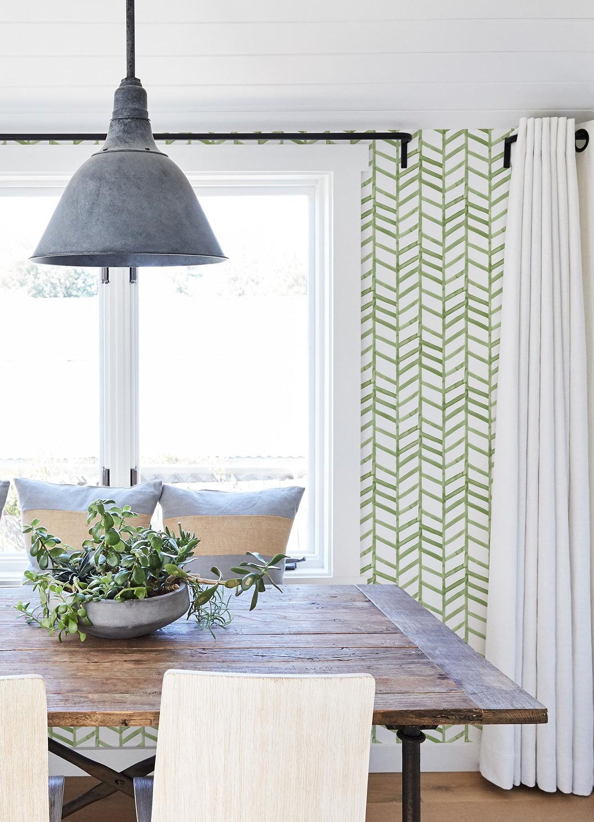 York Fletching Green Geometric Wallpaper