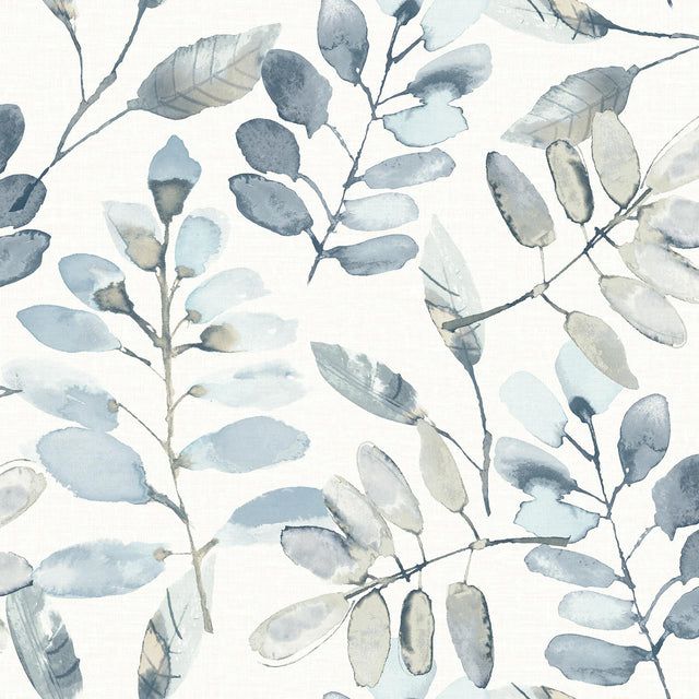 York Pinnate Blue Leaves Wallpaper