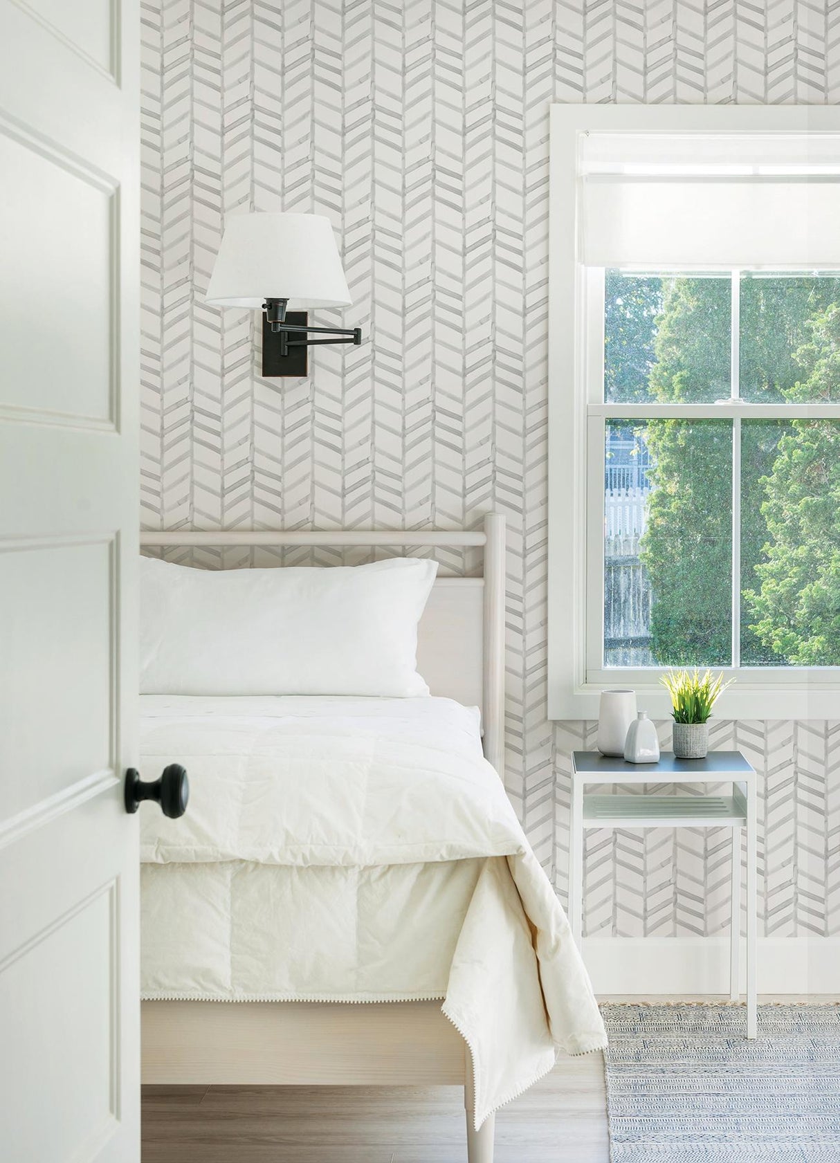 York Fletching Grey Geometric Wallpaper