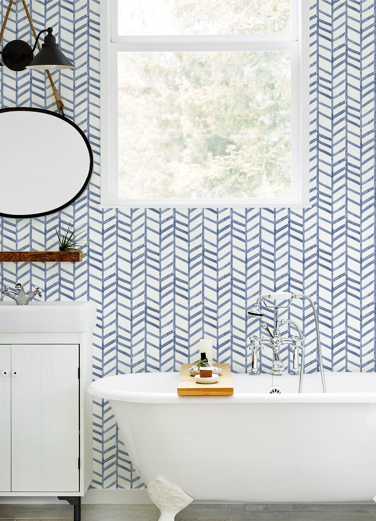 York Fletching Navy Geometric Wallpaper