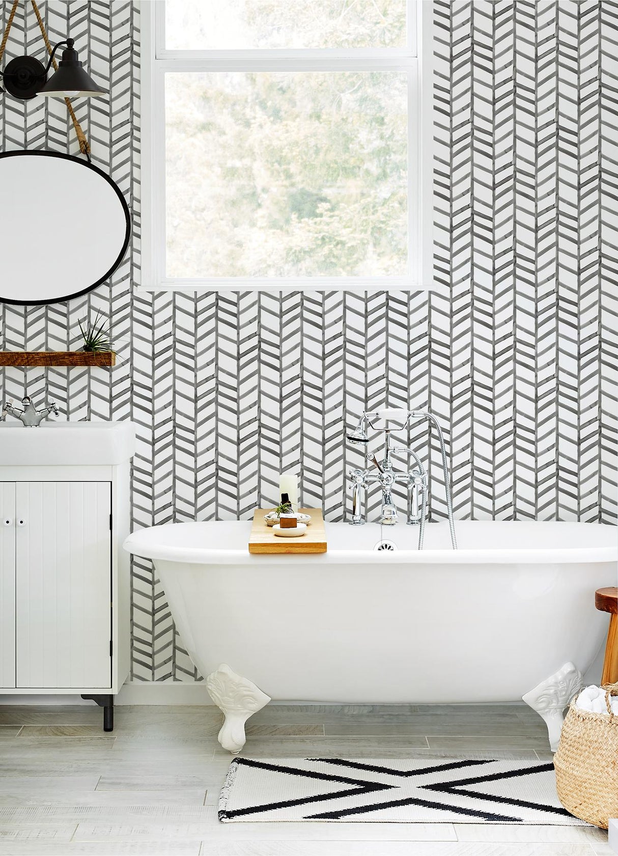 York Fletching Black Geometric Wallpaper