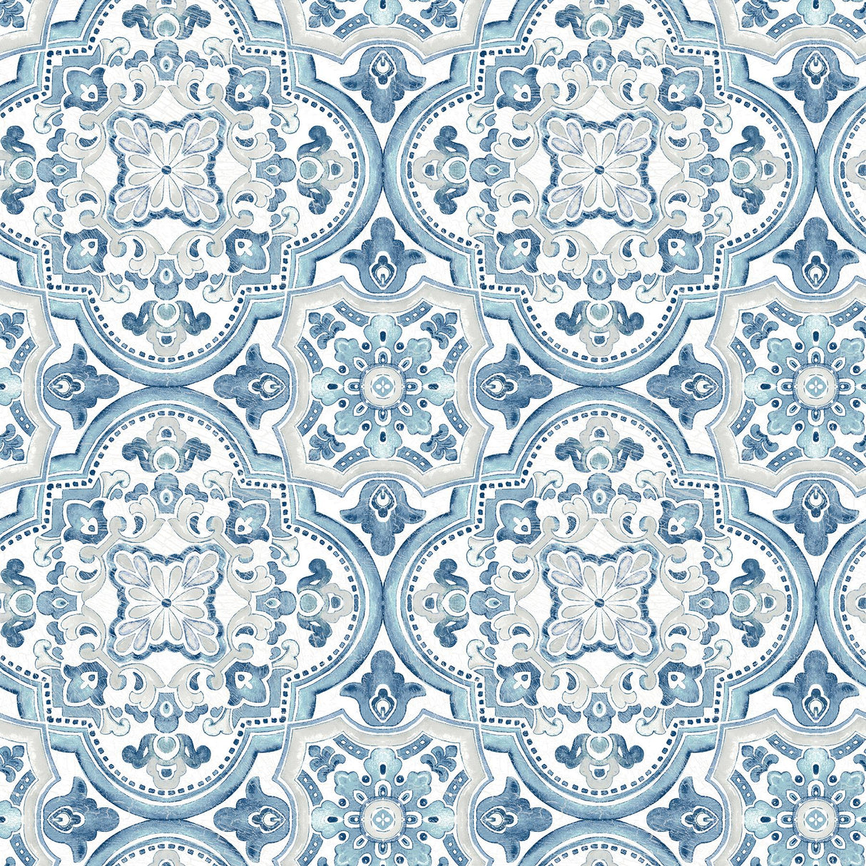York Concord Blue Medallion Wallpaper