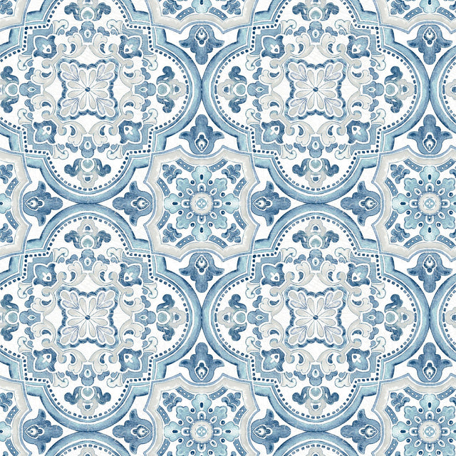 York Concord Blue Medallion Wallpaper