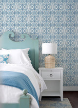 York Concord Blue Medallion Wallpaper
