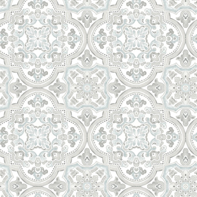 York Concord Aqua Medallion Wallpaper