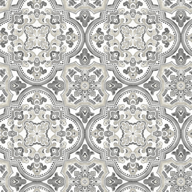 York Concord Black Medallion Wallpaper