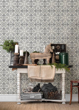 York Concord Black Medallion Wallpaper