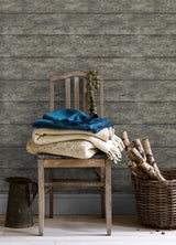 York Cabin Charcoal Wood Planks Wallpaper
