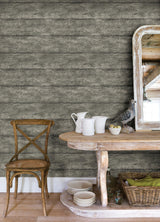 York Cabin Charcoal Wood Planks Wallpaper