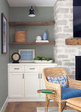 York Agave Grey Faux Grasscloth Wallpaper