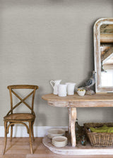 York Agave Grey Faux Grasscloth Wallpaper
