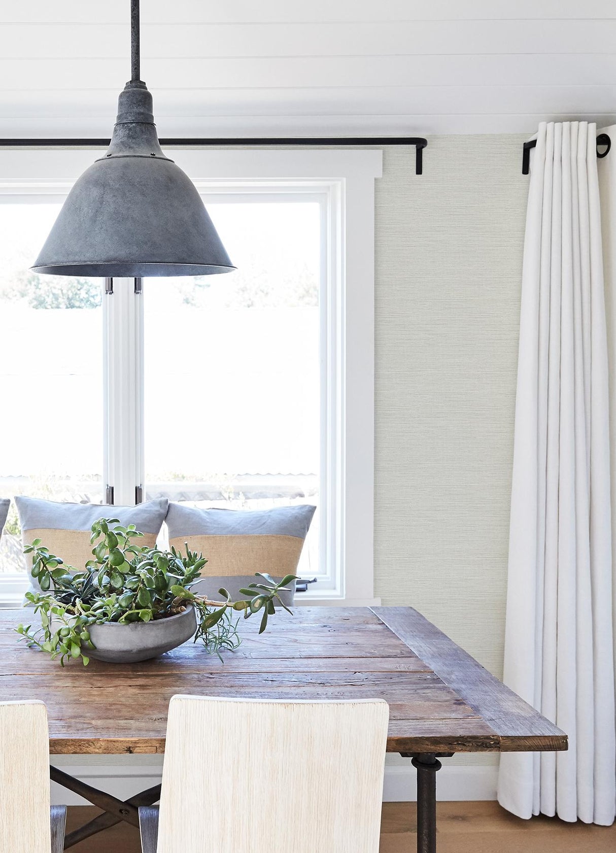 York Agave Light Grey Faux Grasscloth Wallpaper