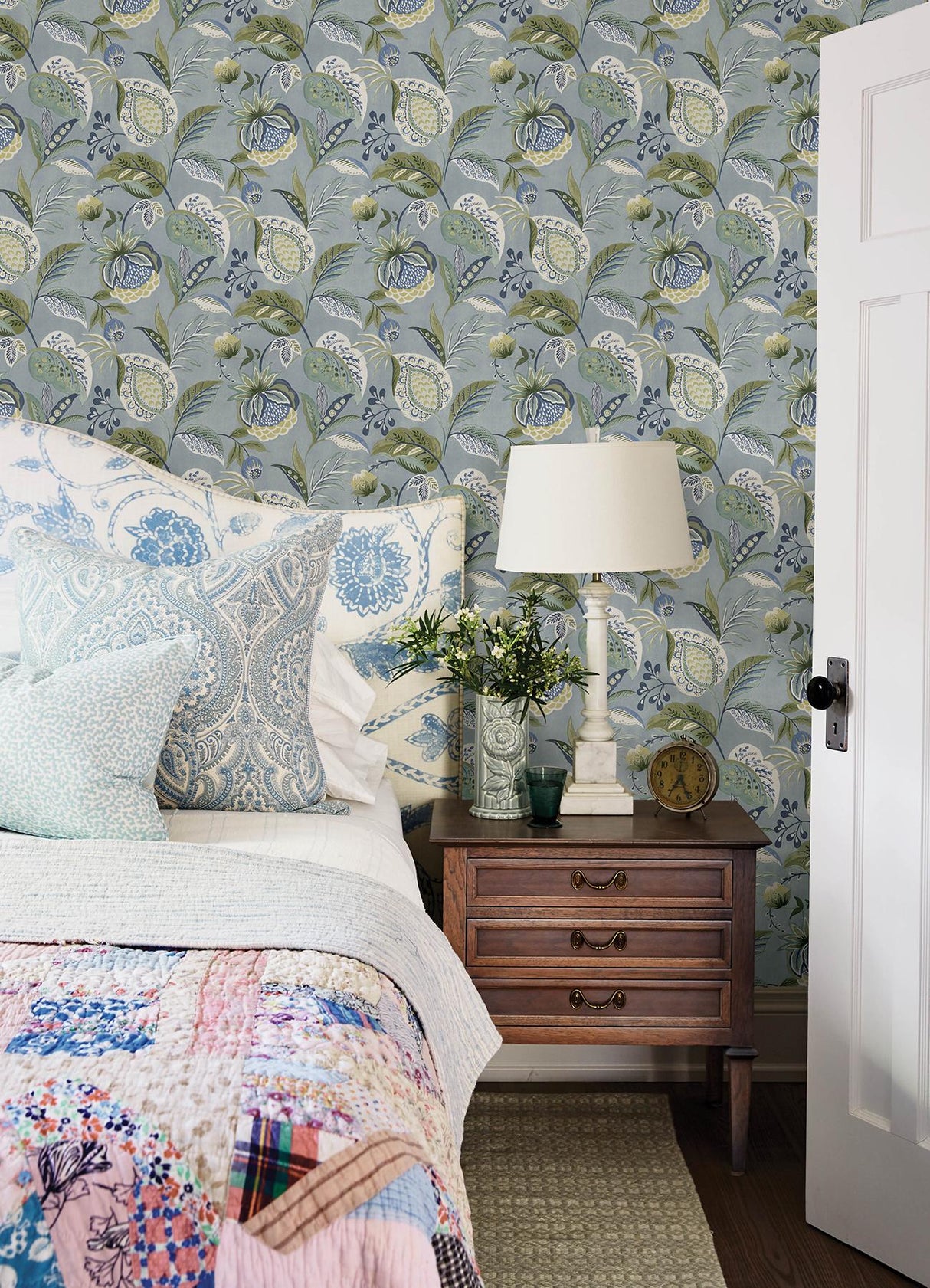York Bohemian Blue Jacobean Wallpaper