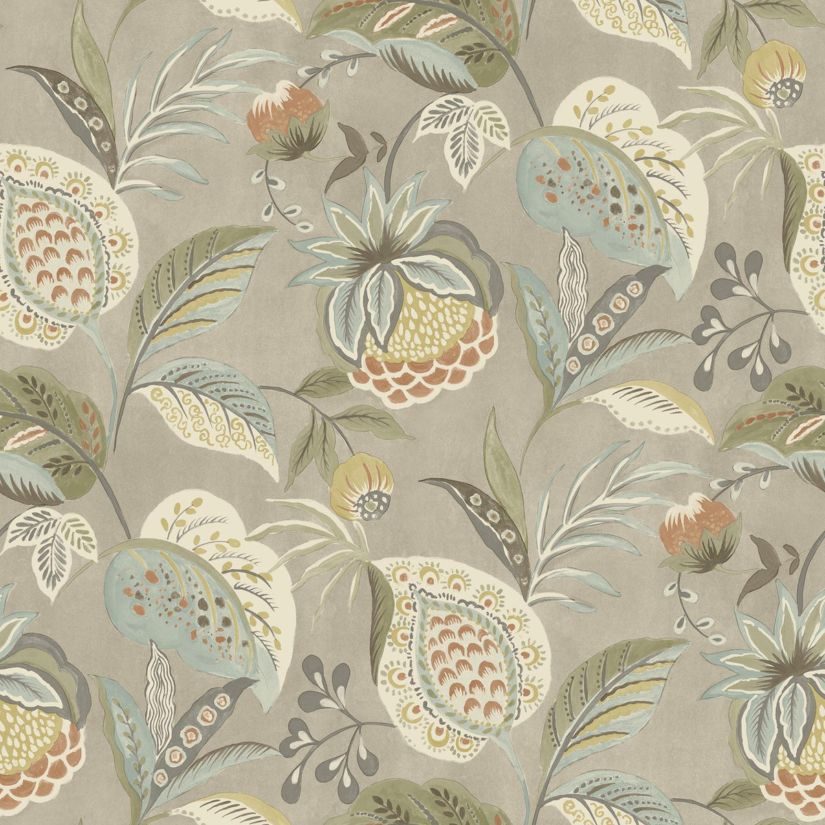 York Bohemian Taupe Jacobean Wallpaper