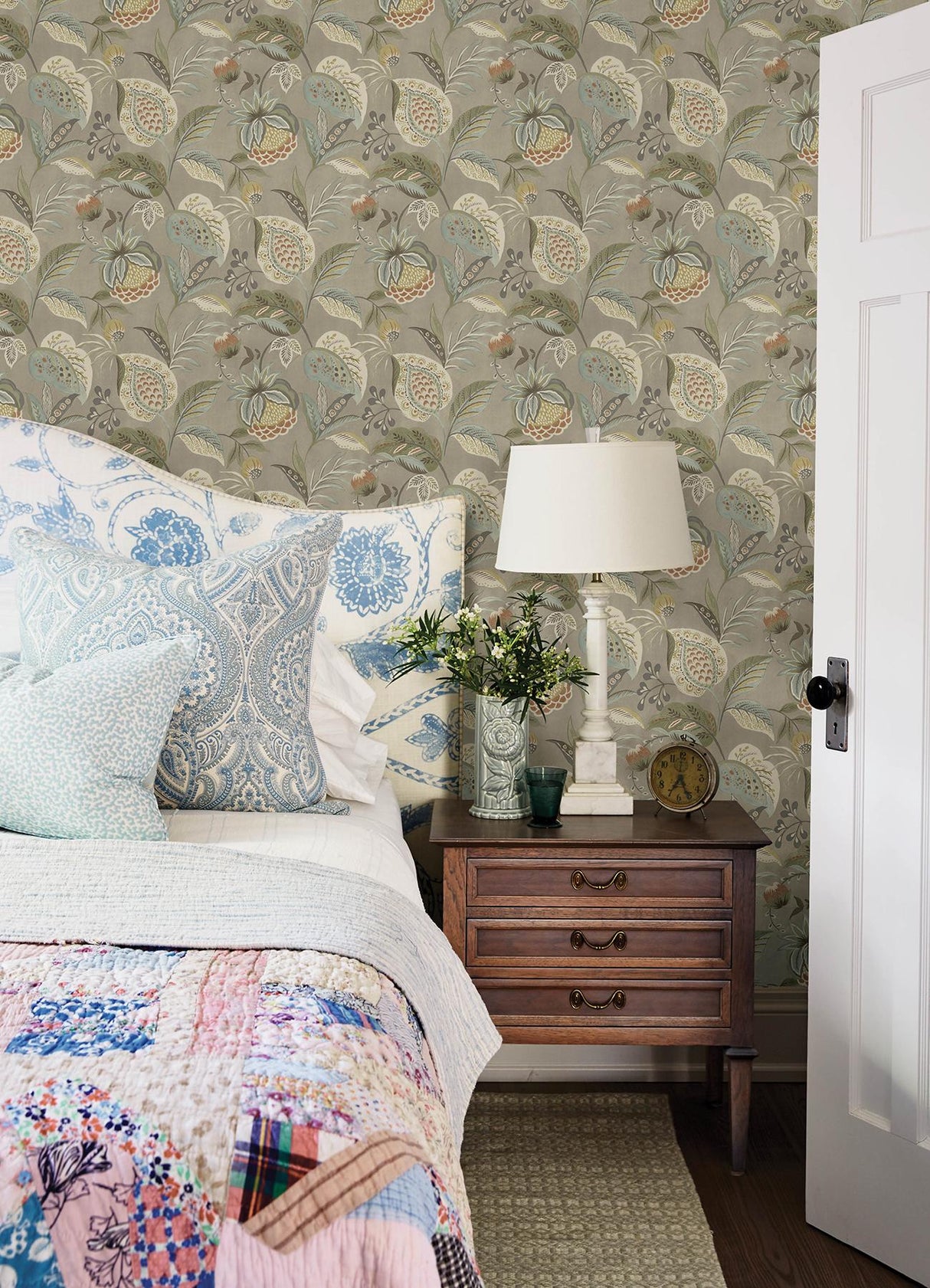 York Bohemian Taupe Jacobean Wallpaper