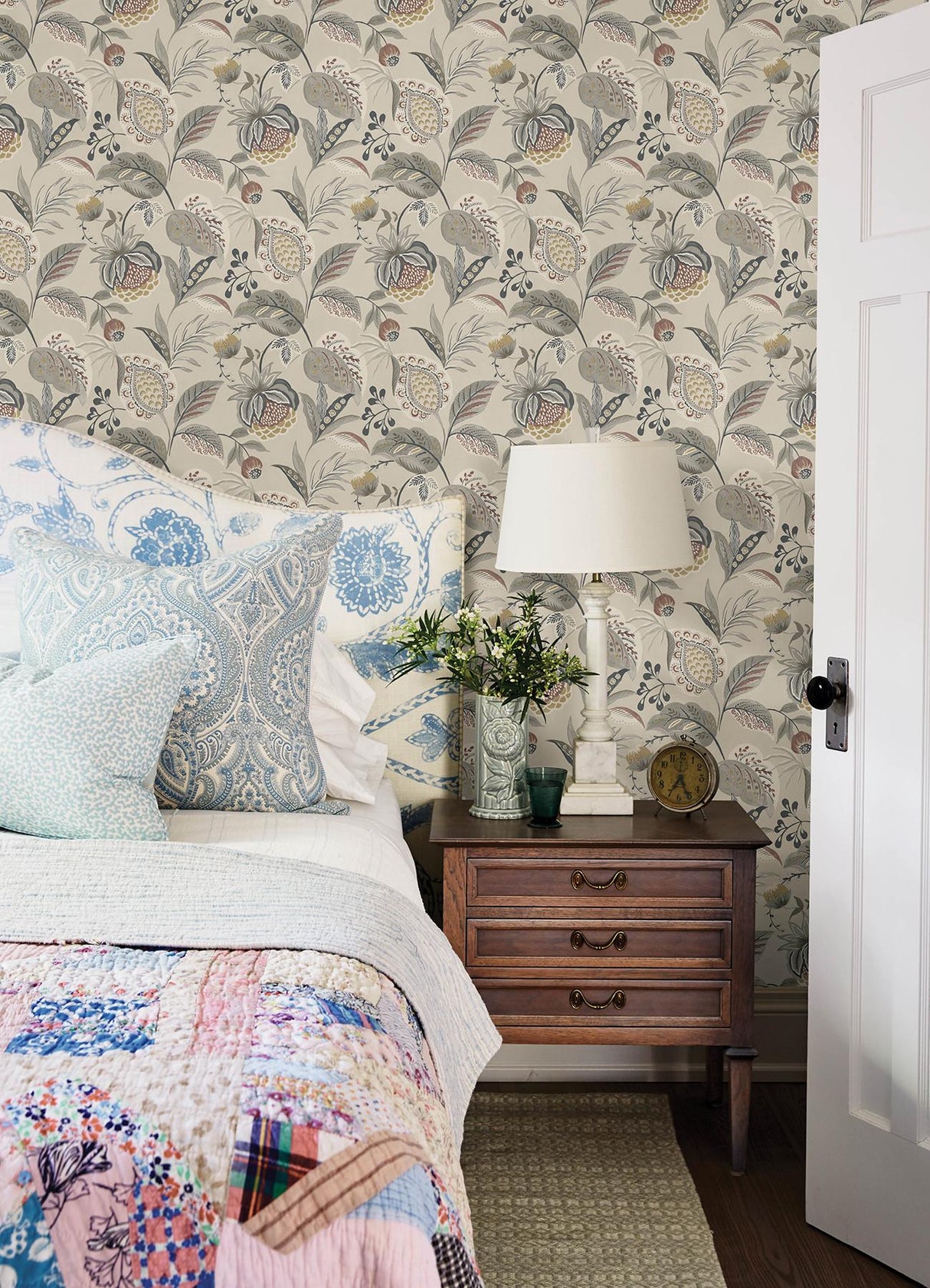 York Bohemian Grey Jacobean Wallpaper