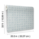 York Button Block Blue Geometric Wallpaper