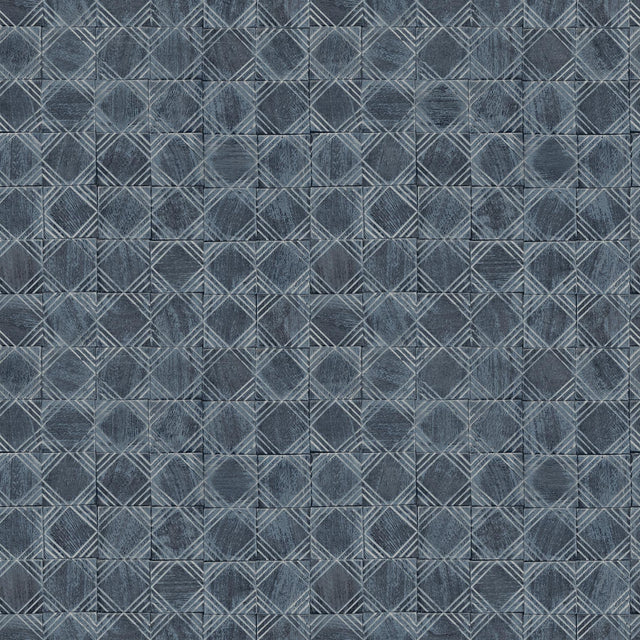 York Button Block Navy Geometric Wallpaper