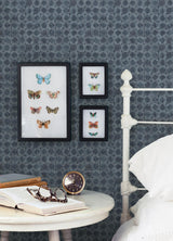 York Button Block Navy Geometric Wallpaper