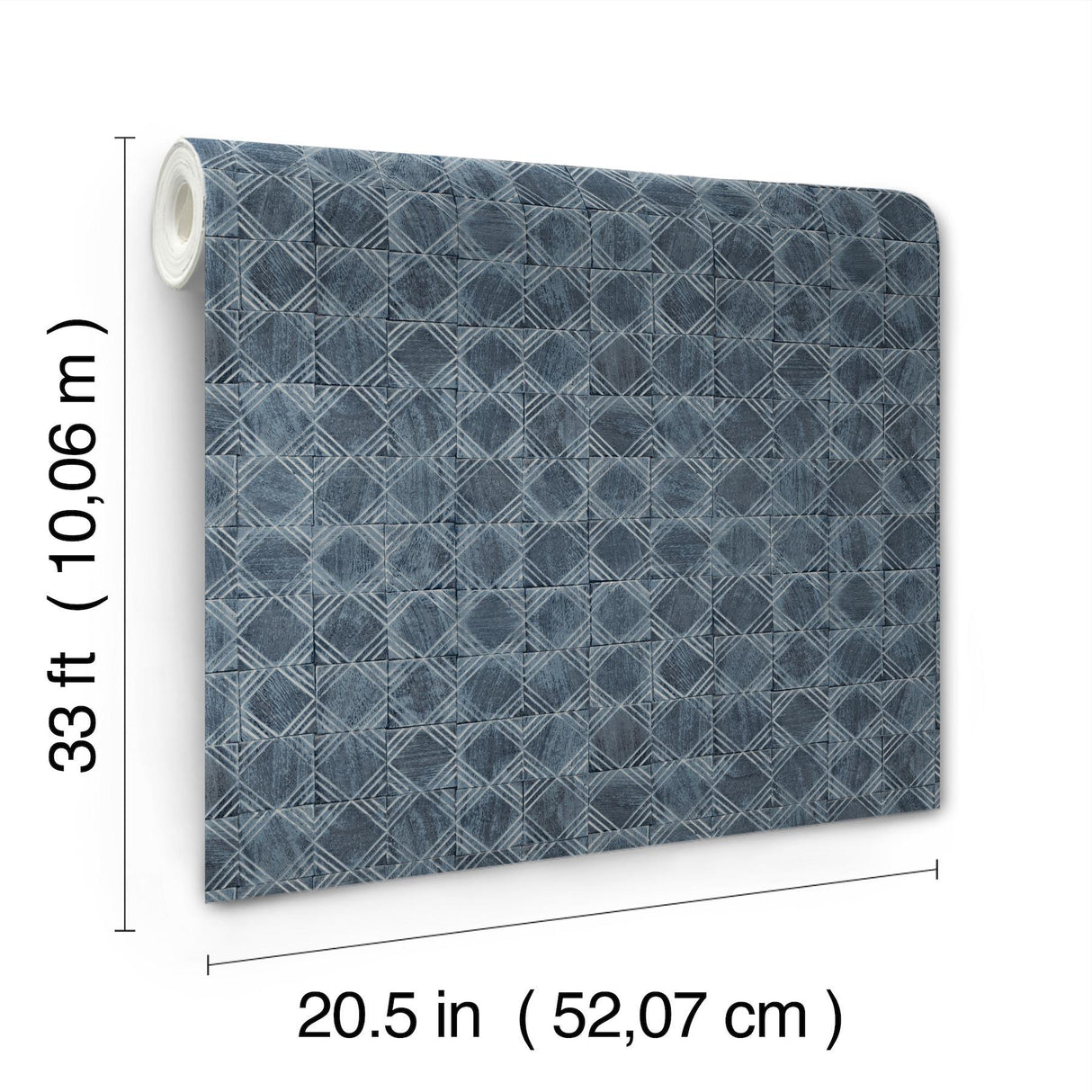 York Button Block Navy Geometric Wallpaper