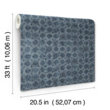 York Button Block Navy Geometric Wallpaper