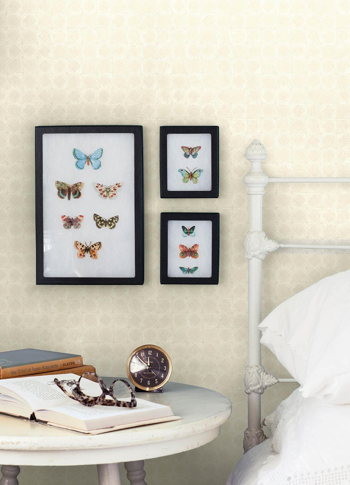 York Button Block Taupe Geometric Wallpaper