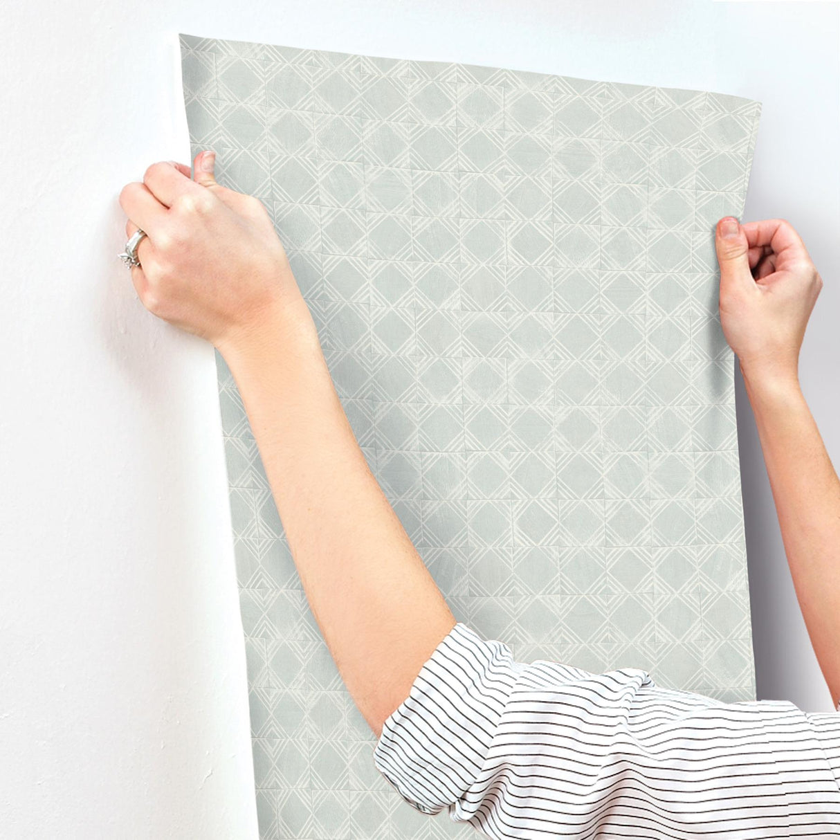 York Button Block Aqua Geometric Wallpaper