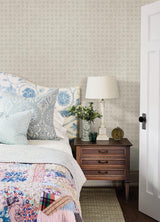 York Button Block Light Grey Geometric Wallpaper