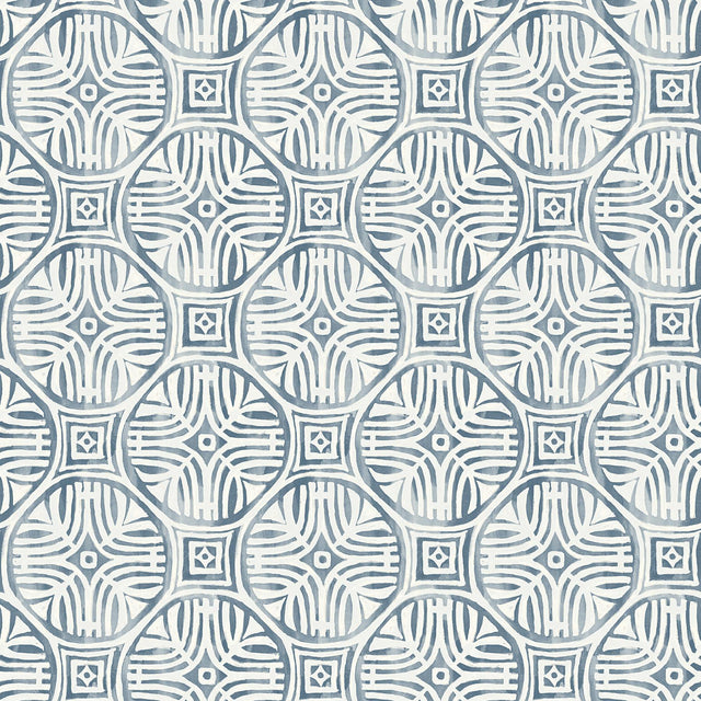 York Sandee Navy Medallion Wallpaper