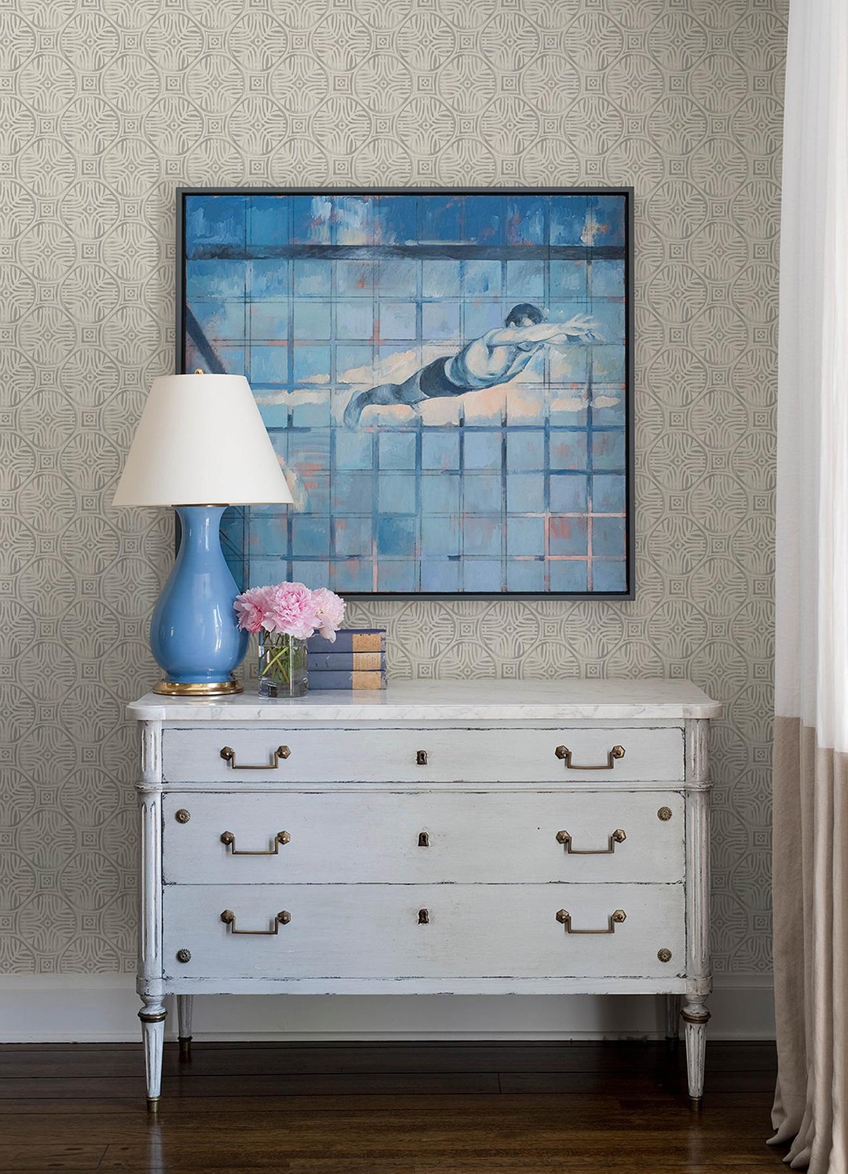York Sandee Grey Medallion Wallpaper