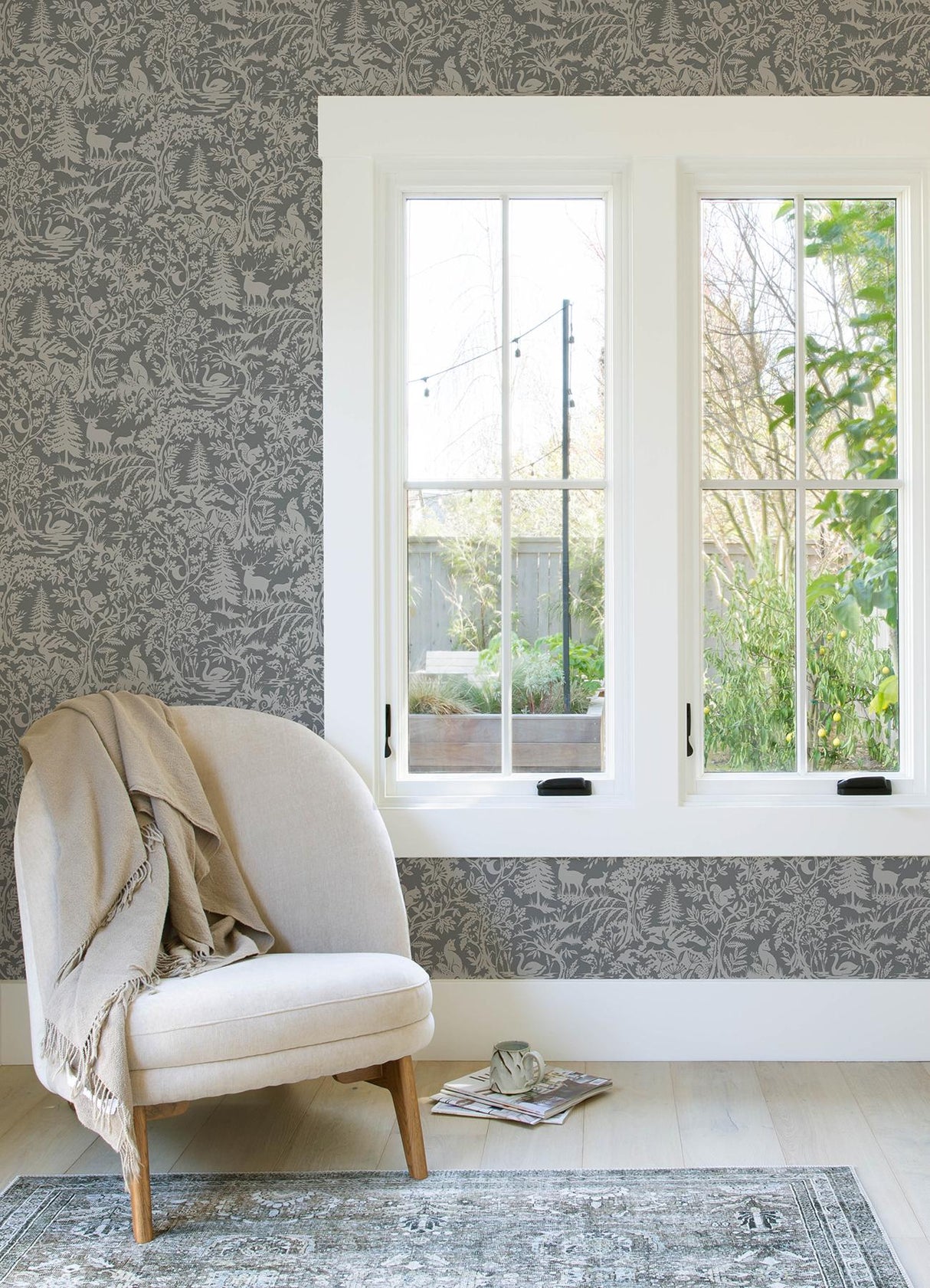 York Alrick Charcoal Forest Venture Wallpaper