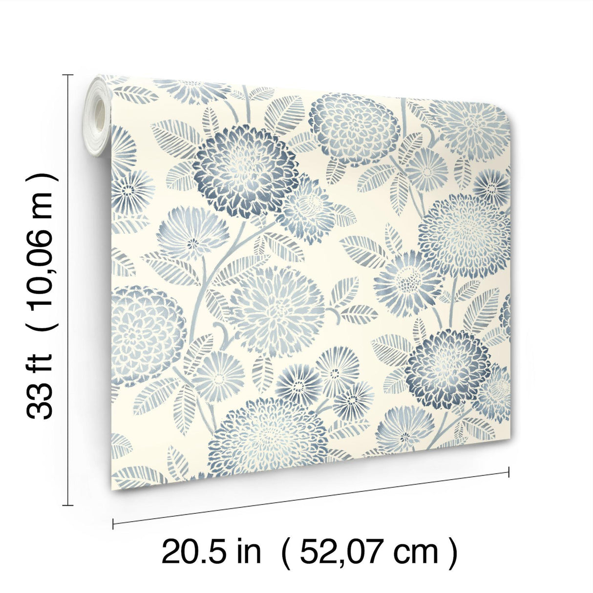 York Zalipie Blue Floral Trail Wallpaper