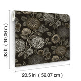 York Zalipie Black Floral Trail Wallpaper