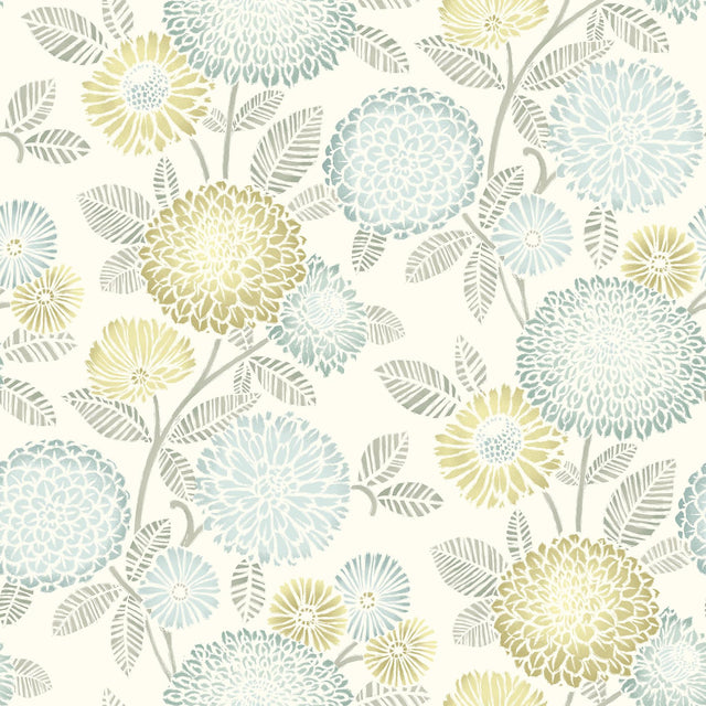 York Zalipie Lime Floral Trail Wallpaper