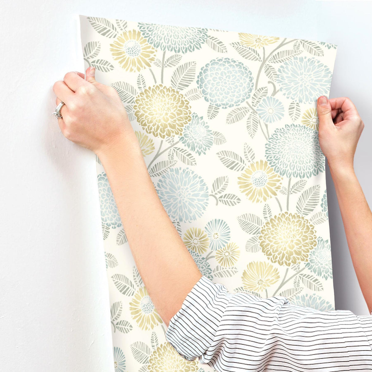 York Zalipie Lime Floral Trail Wallpaper