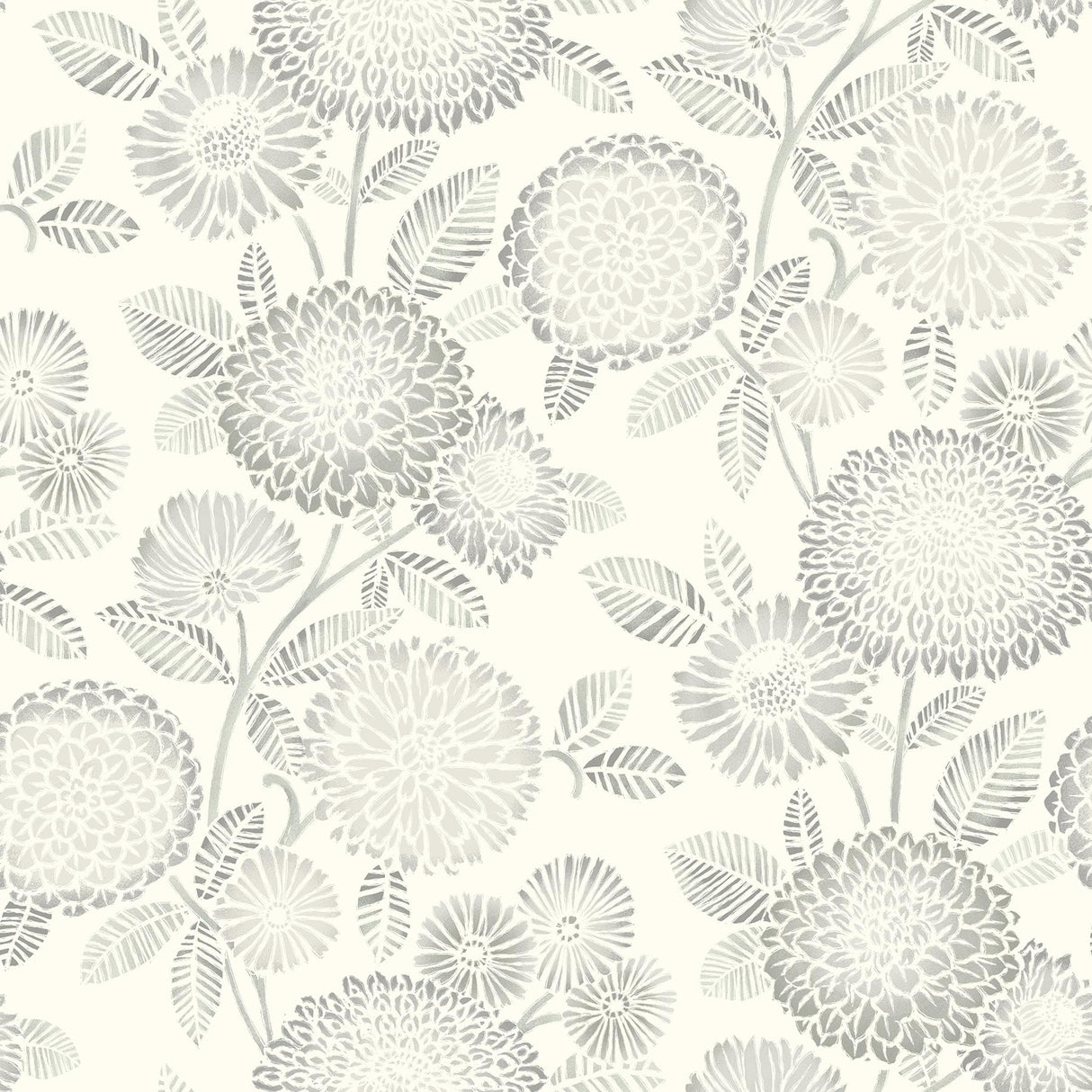 York Zalipie Grey Floral Trail Wallpaper
