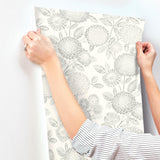York Zalipie Grey Floral Trail Wallpaper