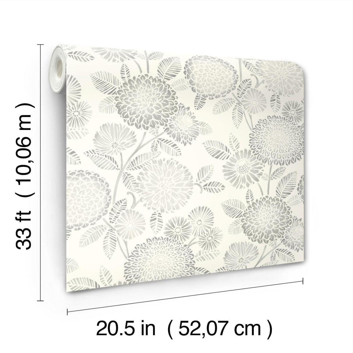 York Zalipie Grey Floral Trail Wallpaper