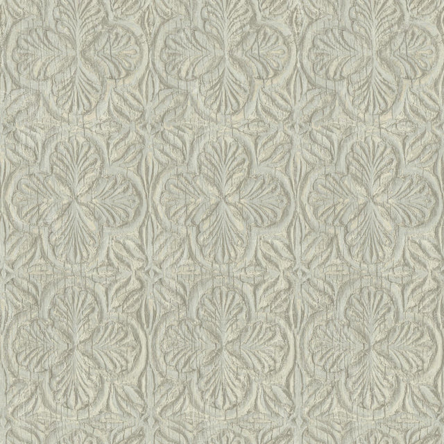 York Karachi Light Blue Wooden Damask Wallpaper