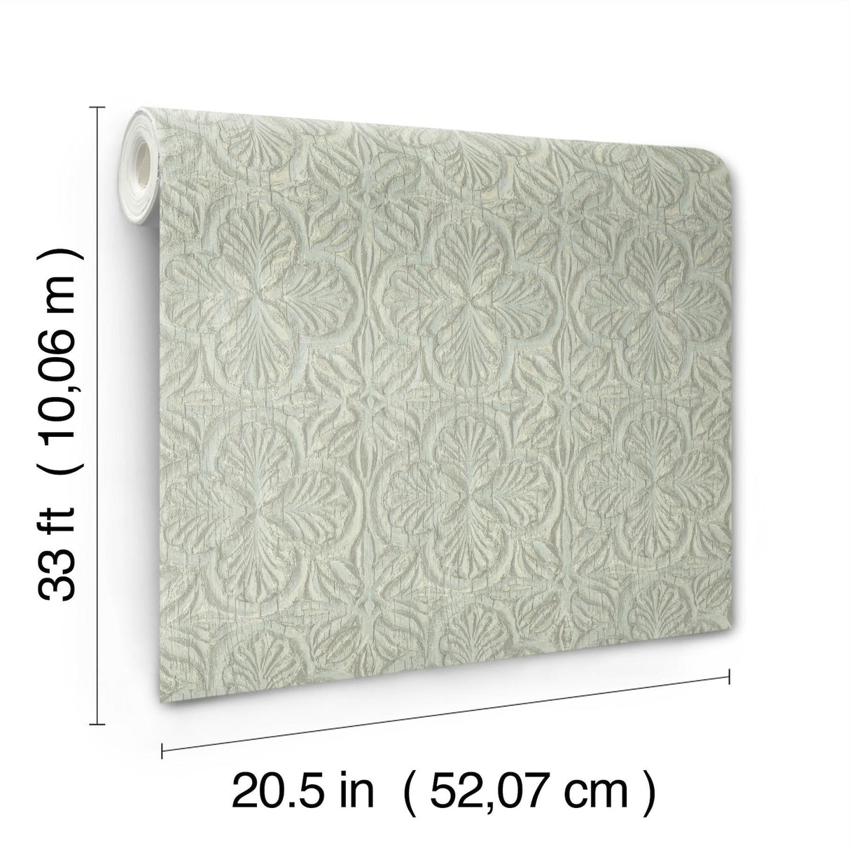 York Karachi Light Blue Wooden Damask Wallpaper