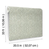 York Karachi Light Blue Wooden Damask Wallpaper