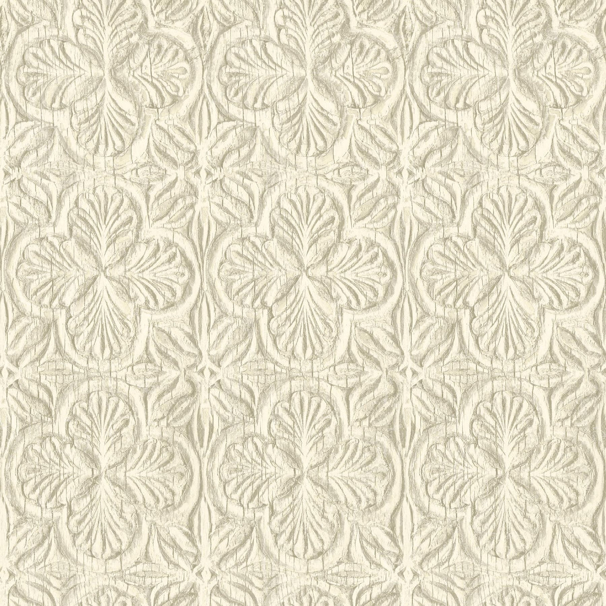 York Karachi Cream Wooden Damask Wallpaper