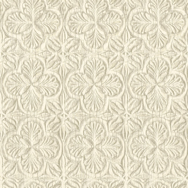 York Karachi Cream Wooden Damask Wallpaper