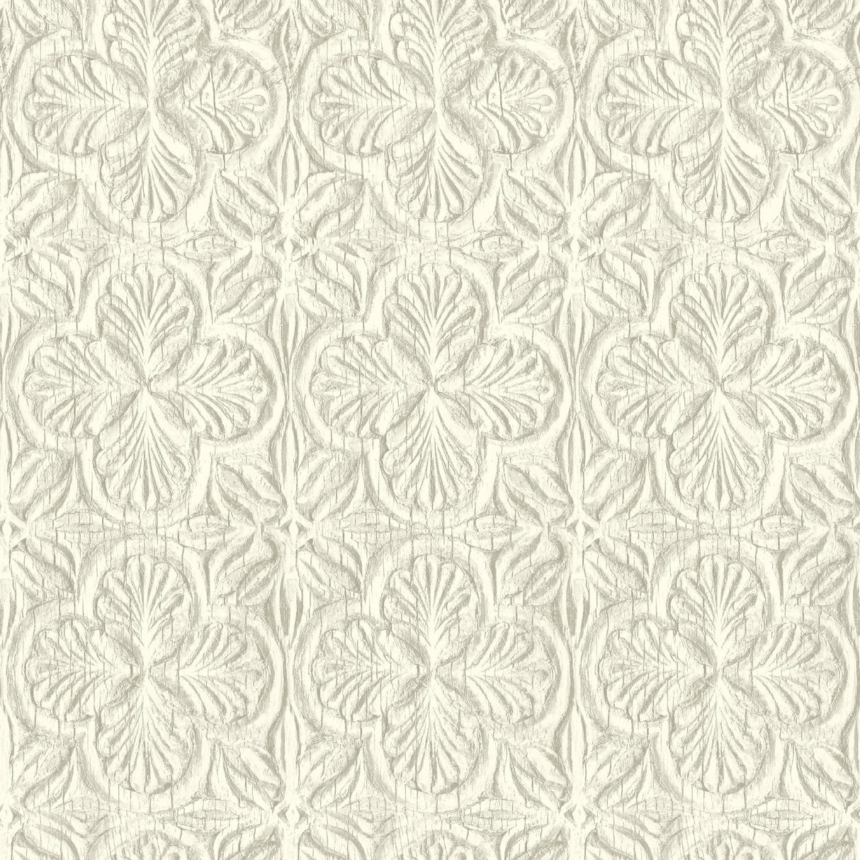 York Karachi White Wooden Damask Wallpaper