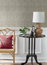 York Karachi Taupe Wooden Damask Wallpaper