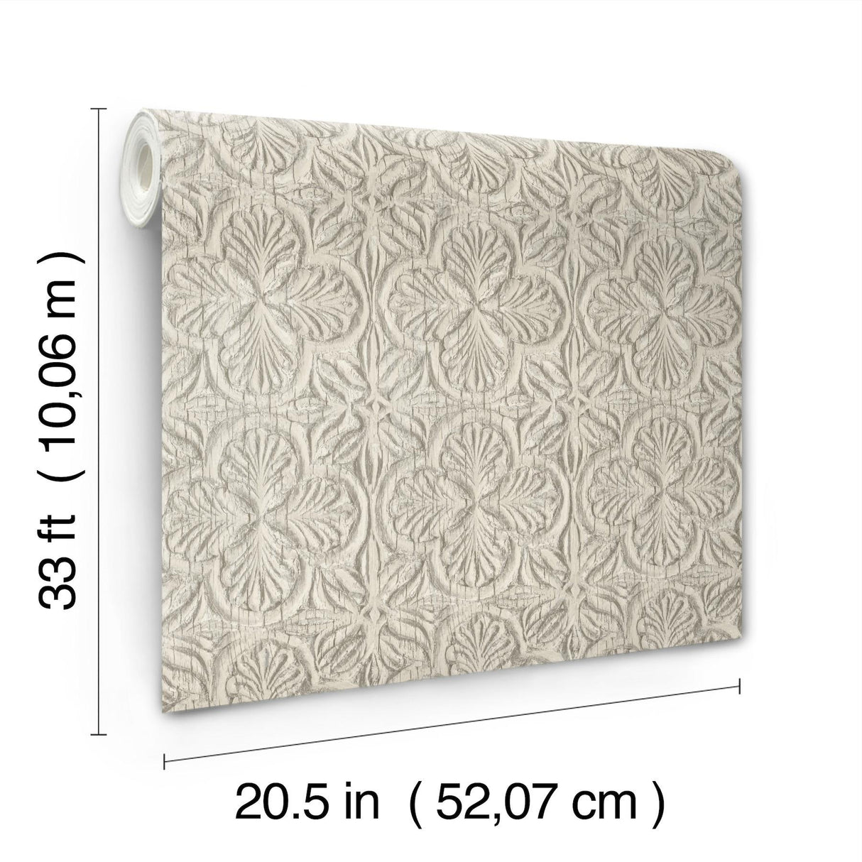 York Karachi Taupe Wooden Damask Wallpaper